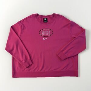 Nike Sweatshirt Women's 3XL Pink Crewneck Fleece Pullover Oval Logo Swoosh